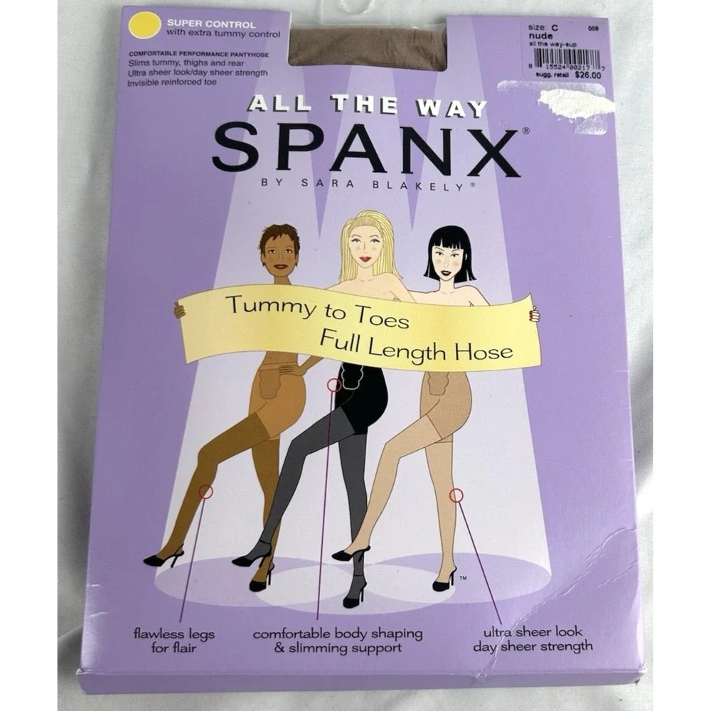 NWT Spanx All The Way Super Control Full Length Hose Pantyhose Nude Size C